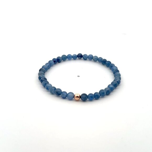 Natural Kyanite Gemstones Mini 4mm 18K Rose Gold Charm Bead - Picture 1 of 6